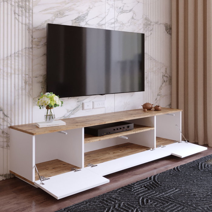 Hanah Home Soporte de TV Fr7-Aw Pino Atlántico y Blanco